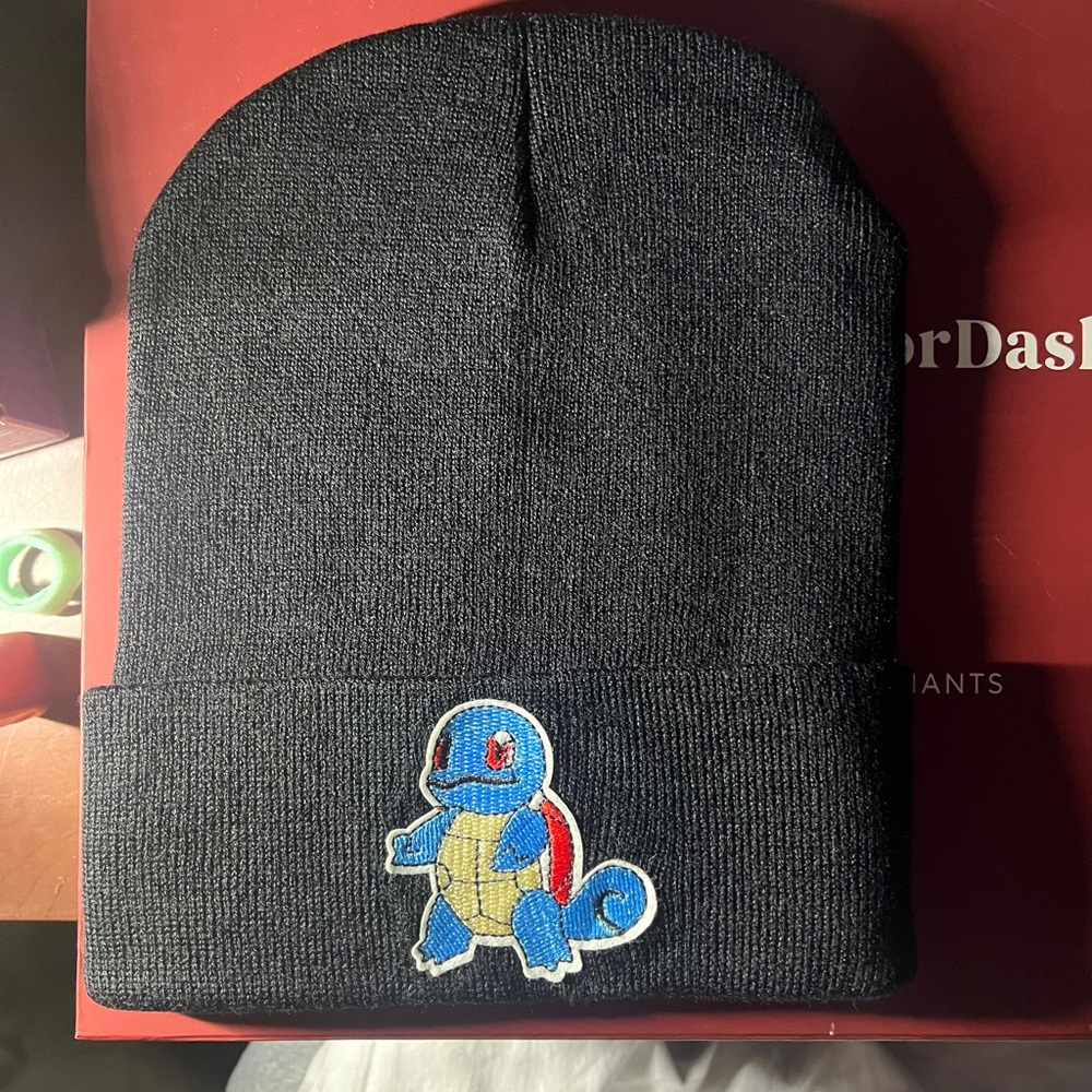 Black Beanie with Squirtle Embroidery